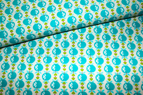 Baumwollstoff Sweet Apple türkis  (10 cm)